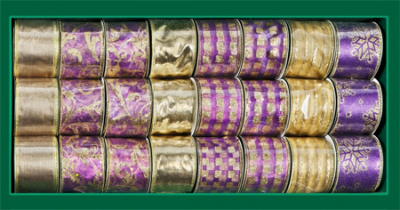 Лента  65мм х5м для декорирования фиолетово-золотая