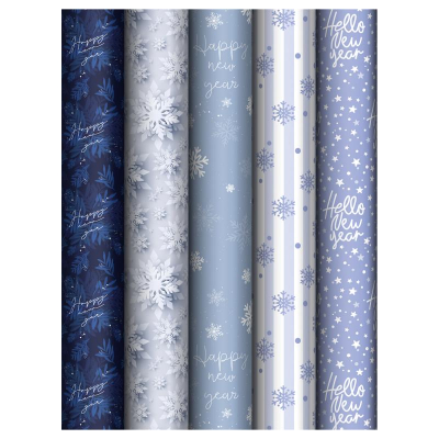 Бумага упаковочная новогодняя глянцевая MESHU&nbsp;&nbsp;70х100см 'Snowfall'&nbsp;&nbsp;5 дизайнов
