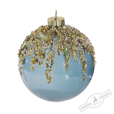 Шар  80мм прозрачный 'Полночная синева' стекло