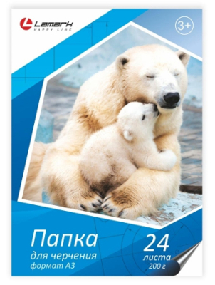 Бумага для черчения A3&nbsp;&nbsp;24л 200г Lamark в папке