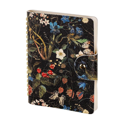 Ежедневник B6 BrunoVisconti® 272стр тонированный блок гибкая обложка искусственная кожа на кнопке 'Flora' Лесные ягоды