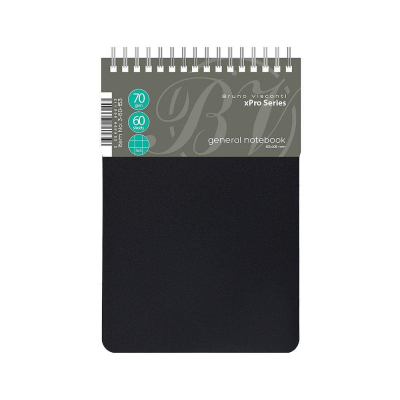 Блокнот A5&nbsp;&nbsp;60л клетка на гребне BrunoVisconti® пластиковая обложка 'xPro' черный