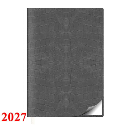 Ежедневник 2027 A5 Lamark 'Croco Flex' 352стр гибкая обложка искусственная кожа серый