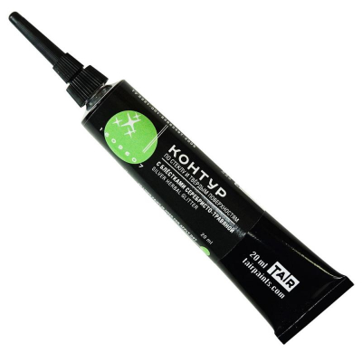 Контур акриловый универсальный с блестками Таир Глиттер серебристо-травяной 20мл