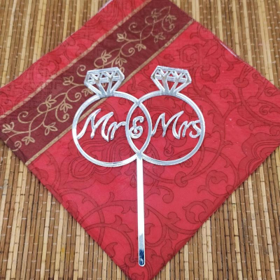 Топпер 'Mr & Mrs' серебро/золото акрил