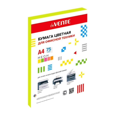 Бумага цветная A4 deVENTE&nbsp;&nbsp;75г неон желтая 100л