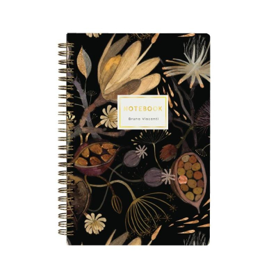Тетрадь A5  60л клетка на гребне BrunoVisconti® тонированный блок картонная обложка Soft Touch 'Flora' Ночные цветы