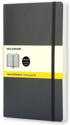 Записная книжка A5  96л клетка Moleskine® Classic Soft Large мягкая обложка на резиновой застежке черная