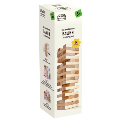 Игра настольная ТРИ СОВЫ 'Башня классическая' 54 деревянных бруска