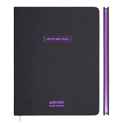 Дневник универсальный deVENTE твердая обложка искусственная кожа фольга 'Black&Metallic' сиреневый 
