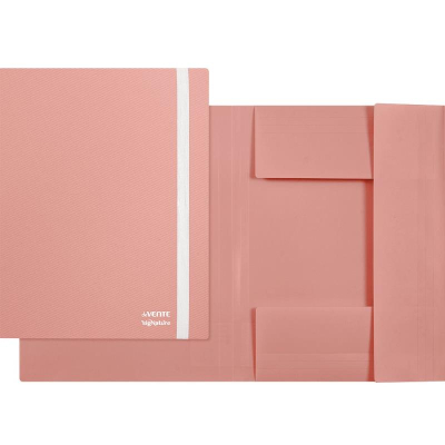 Папка с резиновой застежкой пластиковая A4 до 340л с 3 клапанами deVENTE 'sigNATURE' Пудрово розовая