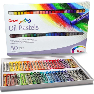 Пастель масляная Pentel Arts Oil Pastels 50цв d-8мм 60мм в картонной коробке