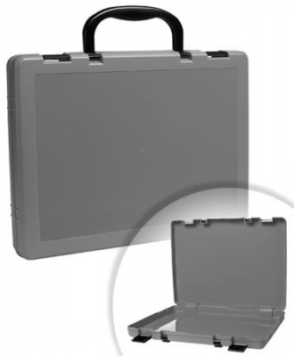 Портфель-кейс A4+  35х25х5см СТАММ пластиковый серый