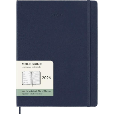 Еженедельник 2026 A4- Moleskine® Classic XLarge 144стр твердая обложка на резиновой застежке синий