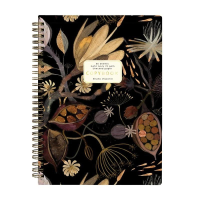 Тетрадь B5  60л клетка на гребне BrunoVisconti® тонированный блок картонная обложка Soft Touch 'Flora' Ночные цветы