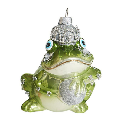 Лягушка в себрянной короне 7х11см стекло