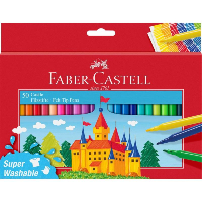 Фломастеры  50цв Faber-Castell 'Замок' SuperWashable в картонной коробке