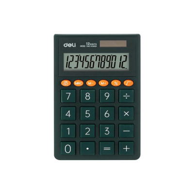 Калькулятор карманный Deli 12 разрядов DP  70x112х8.5мм  65г зеленый корпус