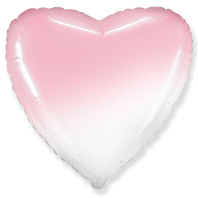 Шар воздушный фольгированный Сердце градиент бело-розовый Flex Metal 48см