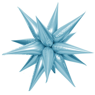 Шар воздушный фольгированный Звезда составная 12 лучей голубой в упаковке