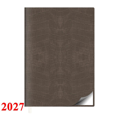 Ежедневник 2027 A5 Lamark 'Croco Flex' 352стр гибкая обложка искусственная кожа коричневый