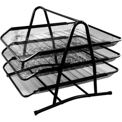 Поддоны для бумаг металлические deVENTE  3шт сетчатые черные