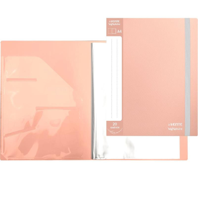 Папка A4&nbsp;&nbsp;20 карманов deVENTE 'sigNATURE' с дополнительным внутренним карманом на резиновой застежке Пудрово розовая