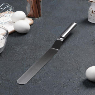 Лопатка-палетка изогнутая металлическая Доляна 36.5х3см металлическая ручка