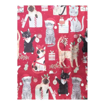Бумага упаковочная новогодняя 70х100см 'Котики'