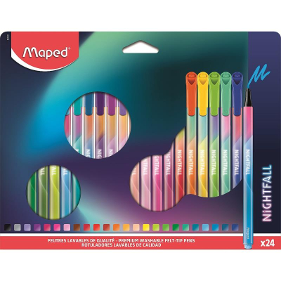 Фломастеры  24цв Maped 'NightFall' в картонной коробке