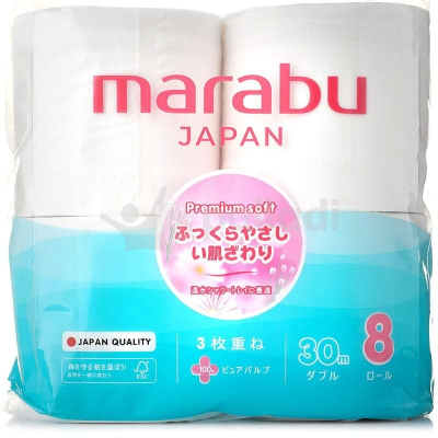 Бумага туалетная Marabu 3 слоя&nbsp;&nbsp;8рул х250 листов белая
