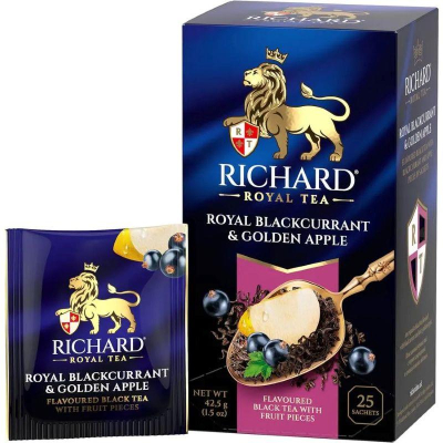 Чай Richard черный 'Royal Blackcurrant & Golden Apple' индийский с яблоком и черной смородиной 25пак х 2г