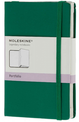 Папка-разделитель A7 Moleskine® XSmall  2 отделения твердая обложка на резиновой застежке зеленая