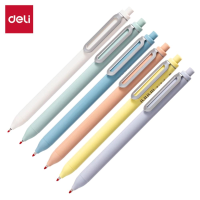 Ручка гелевая автоматическая Deli 0.5мм 'Linfini' 6 цветов корпуса ассорти синяя
