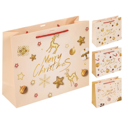 Пакет подарочный новогодний 32х26х11см 'Новогодний' 4 дизайна