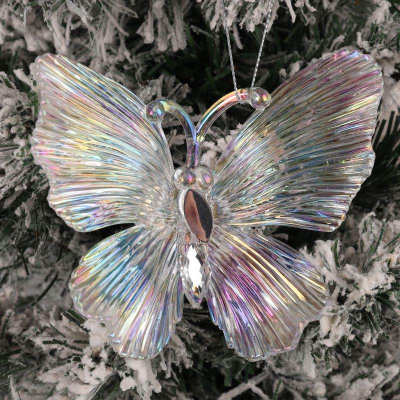 Бабочка подвесная 10см прозрачная акрил