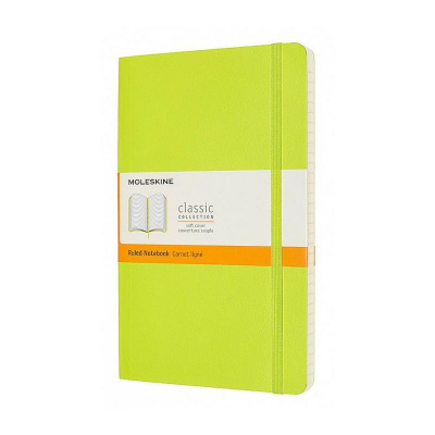 Записная книжка A5  96л линейка Moleskine® Classic Soft Large мягкая обложка на резиновой застежке лайм