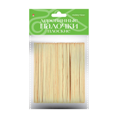 Палочки деревянные Hobby Time плоские 0.2х1х12см  50шт натуральные