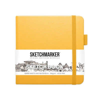 Блокнот для набросков Sketchmarker 12х12см 140г  80л твердая обложка оранжевый