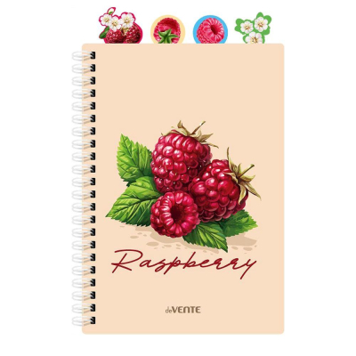 Тетрадь A5&nbsp;&nbsp;80л клетка на гребне deVENTE пластиковая обложка 'Fruits. Raspberry' с 4 разделителями