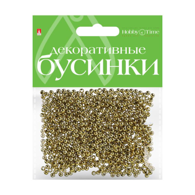 Бусины декоративные акриловые Hobby Time круглые d- 3мм золотые