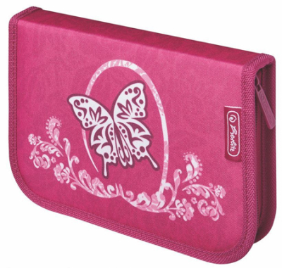 Пенал  с наполнением 31 предмет Herlitz Rose butterfly 4-створчатый 