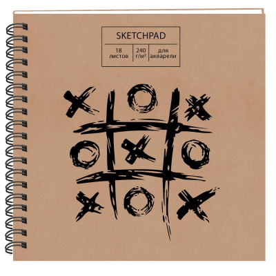 Блокнот для акварели Paper Art Sketch Pad 19х19см 240г  18л на гребне твердая обложка 'Дизайн 4'