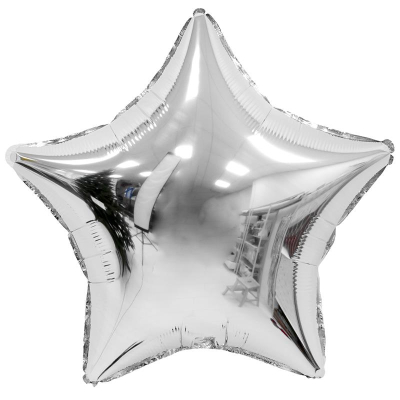 Шар воздушный фольгированный Звезда серебро Веселуха 46см