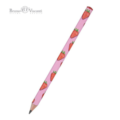Карандаш BrunoVisconti® 'HappyGraphix' Jumbo 4B трехгранный корпус 'Ягоды. Графика. Клубника'