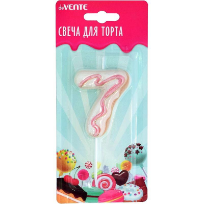 Свеча-цифра для торта deVENTE 'Donut' '7' с 3D декором 6см блистере