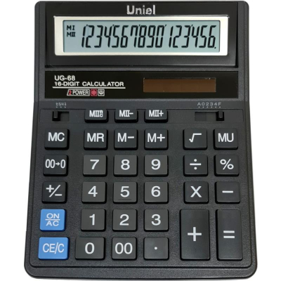 Калькулятор настольный Uniel 16 разрядов DP DM 158x203x30мм