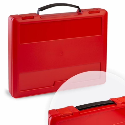 Папка-портфель A4+  35х27х5см СТАММ с выдвижной ручкой пластиковый красный