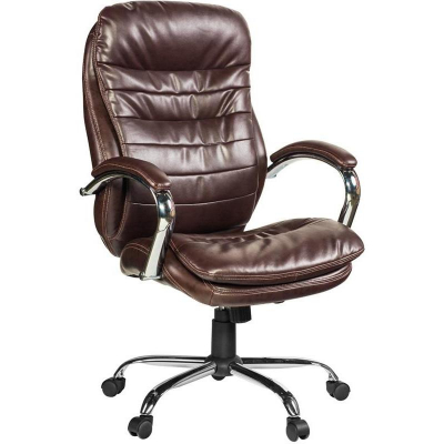 Кресло руководителя EasyChair хром/рециклированная кожа коричневое