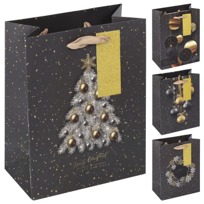Пакет подарочный новогодний 18х23х10см 'Новогоднее шик' 4 дизайна
